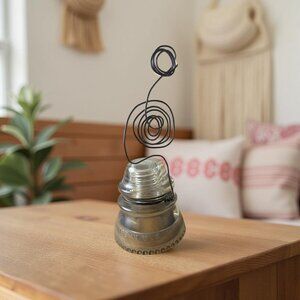 Vintage Hemingray 42 Glass Insulator Repurposed Note & Photo Holder – Rustic Pri